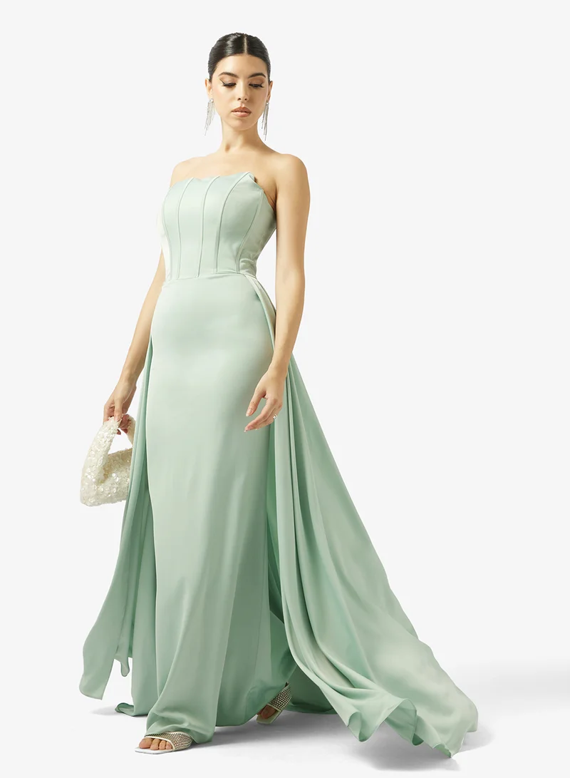 Akadia Fashion  STRAPLESS EXTENDED TAIL SATIN DRESS for Women | Best Price UAE
